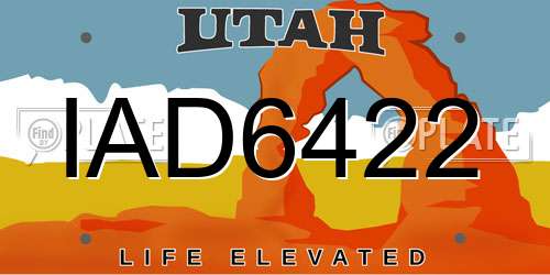 IAD6422 Utah License Plate