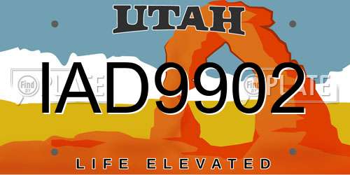 IAD9902 Utah License Plate