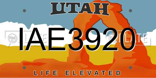 IAE3920 Utah License Plate