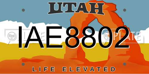 IAE8802 Utah License Plate