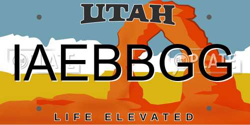 IAEBBGG Utah License Plate