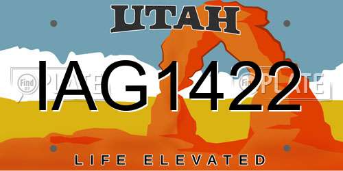 IAG1422 Utah License Plate