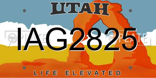 IAG2825 Utah License Plate