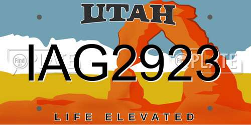 IAG2923 Utah License Plate