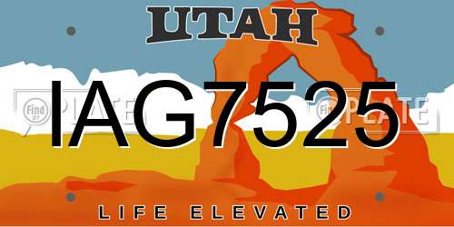 IAG7525 Utah License Plate