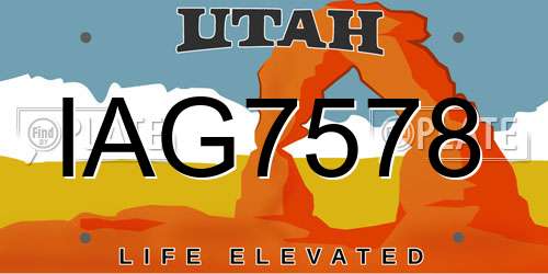 IAG7578 Utah License Plate