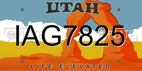 IAG7825 Utah License Plate