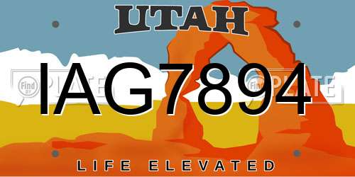 IAG7894 Utah License Plate
