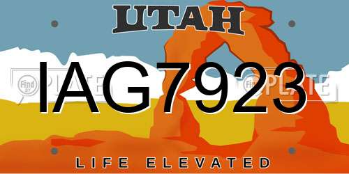 IAG7923 Utah License Plate