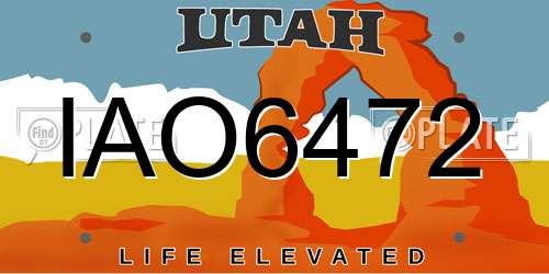 IAO6472 Utah License Plate