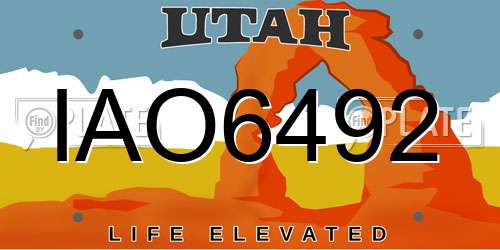 IAO6492 Utah License Plate