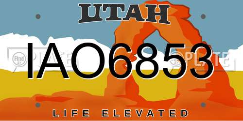 IAO6853 Utah License Plate