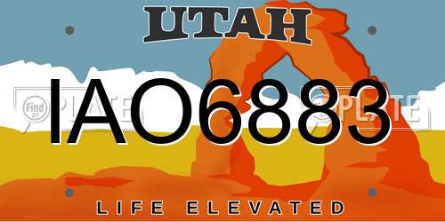 IAO6883 Utah License Plate