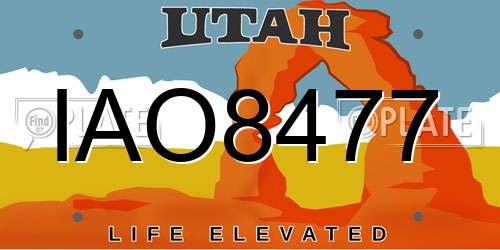 IAO8477 Utah License Plate