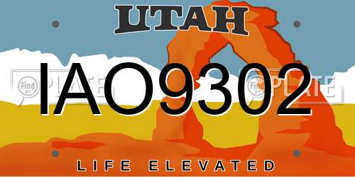 IAO9302 Utah License Plate