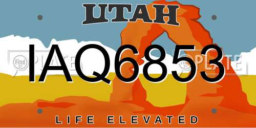 IAQ6853 Utah License Plate