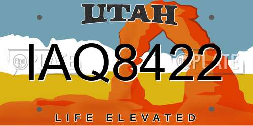 IAQ8422 Utah License Plate