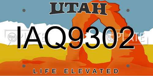 IAQ9302 Utah License Plate