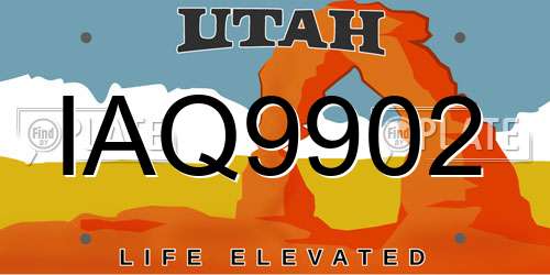 IAQ9902 Utah License Plate