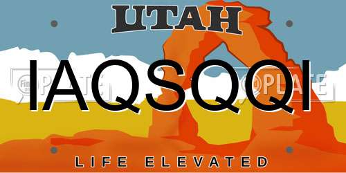 IAQSQQI Utah License Plate