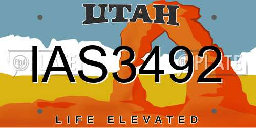 IAS3492 Utah License Plate