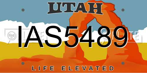 IAS5489 Utah License Plate