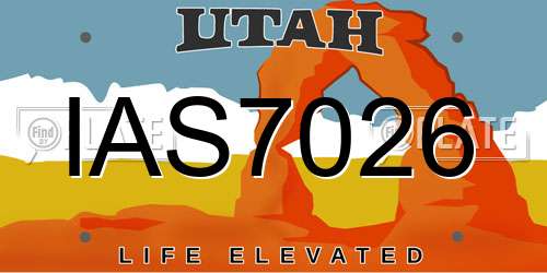IAS7026 Utah License Plate
