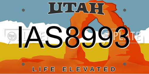 IAS8993 Utah License Plate