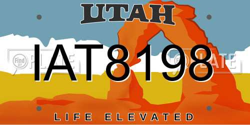 IAT8198 Utah License Plate