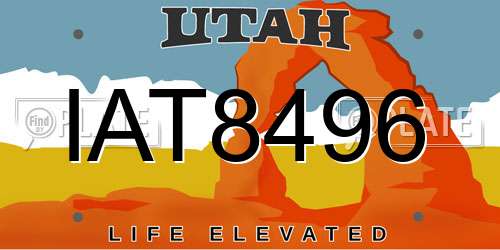 IAT8496 Utah License Plate