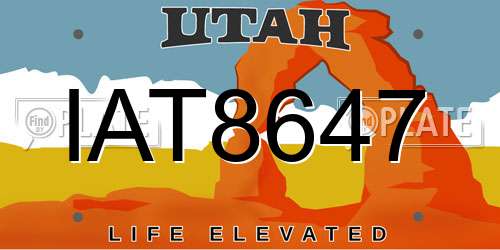 IAT8647 Utah License Plate
