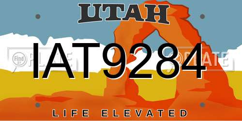 IAT9284 Utah License Plate