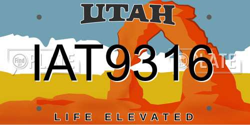 IAT9316 Utah License Plate