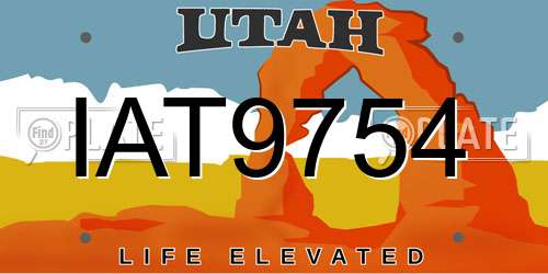 IAT9754 Utah License Plate
