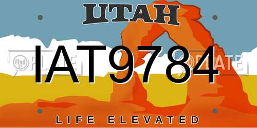 IAT9784 Utah License Plate