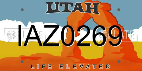 IAZ0269 Utah License Plate