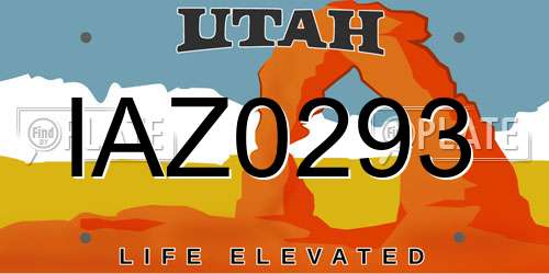 IAZ0293 Utah License Plate