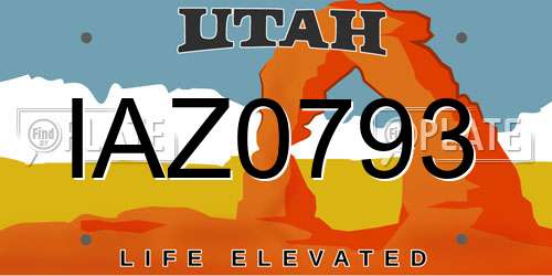 IAZ0793 Utah License Plate