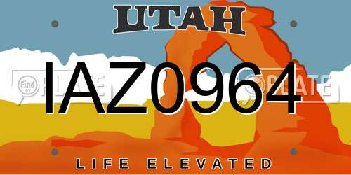 IAZ0964 Utah License Plate