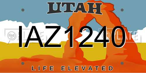 IAZ1240 Utah License Plate
