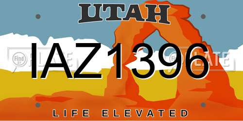 IAZ1396 Utah License Plate