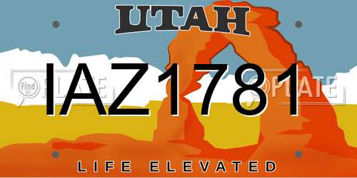 IAZ1781 Utah License Plate