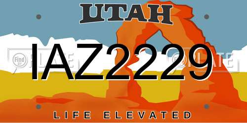 IAZ2229 Utah License Plate
