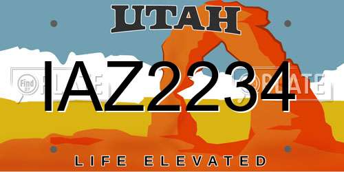 IAZ2234 Utah License Plate