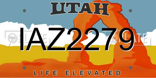 IAZ2279 Utah License Plate
