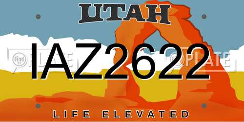 IAZ2622 Utah License Plate