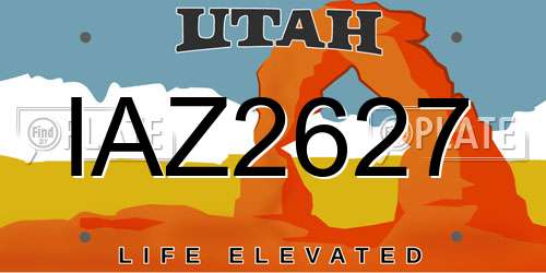 IAZ2627 Utah License Plate