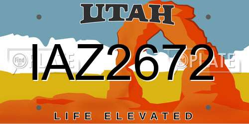 IAZ2672 Utah License Plate