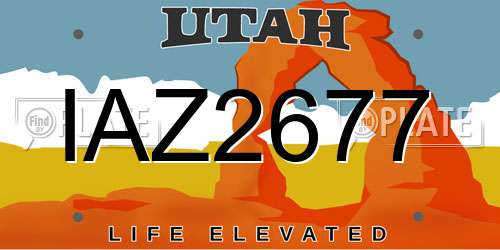 IAZ2677 Utah License Plate