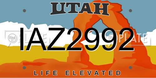 IAZ2992 Utah License Plate